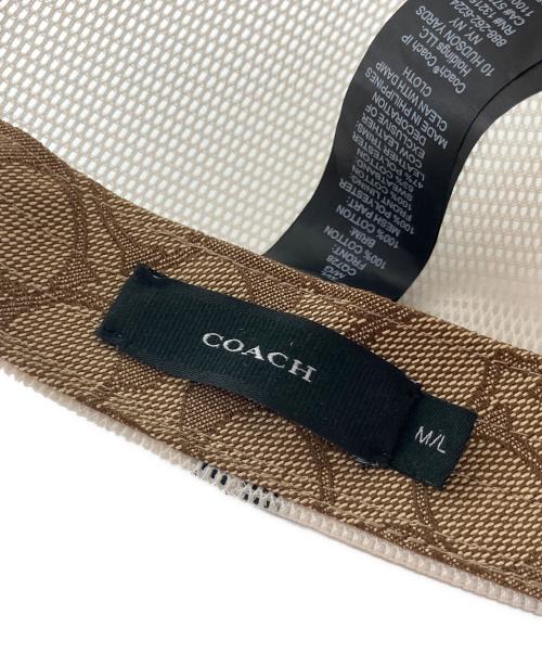 COACH（コーチ）COACH (コーチ) メッシュキャップ シグネチャー ブラウン×ホワイト サイズ:M/Lの古着・服飾アイテム