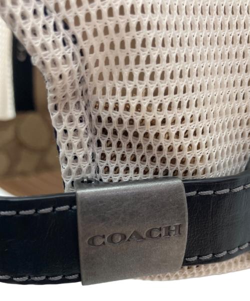 COACH（コーチ）COACH (コーチ) メッシュキャップ シグネチャー ブラウン×ホワイト サイズ:M/Lの古着・服飾アイテム