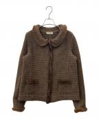 BRUNO MANETTIブルーノ マネッティ）の古着「BRUNO MANETTI　ミンクファー切替ウールジャケット」｜ブラウン