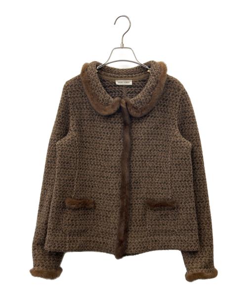 BRUNO MANETTI（ブルーノ マネッティ）BRUNO MANETTI (ブルーノ マネッティ) BRUNO MANETTI　ミンクファー切替ウールジャケット ブラウン サイズ:9サイズの古着・服飾アイテム