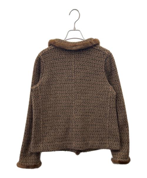 BRUNO MANETTI（ブルーノ マネッティ）BRUNO MANETTI (ブルーノ マネッティ) BRUNO MANETTI　ミンクファー切替ウールジャケット ブラウン サイズ:9サイズの古着・服飾アイテム