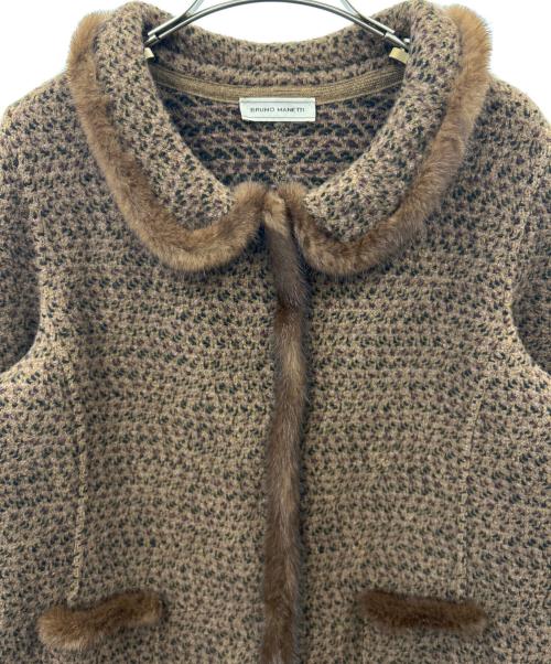 BRUNO MANETTI（ブルーノ マネッティ）BRUNO MANETTI (ブルーノ マネッティ) BRUNO MANETTI　ミンクファー切替ウールジャケット ブラウン サイズ:9サイズの古着・服飾アイテム