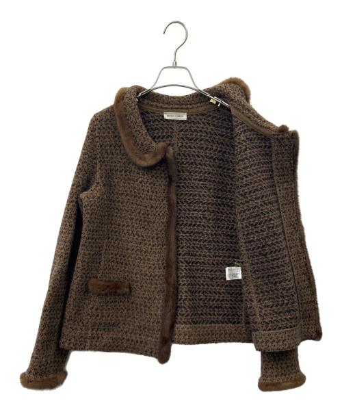 BRUNO MANETTI（ブルーノ マネッティ）BRUNO MANETTI (ブルーノ マネッティ) BRUNO MANETTI　ミンクファー切替ウールジャケット ブラウン サイズ:9サイズの古着・服飾アイテム