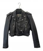 FIRSTファースト）の古着「FIRST　ダブルライダースジャケット」｜ブラック