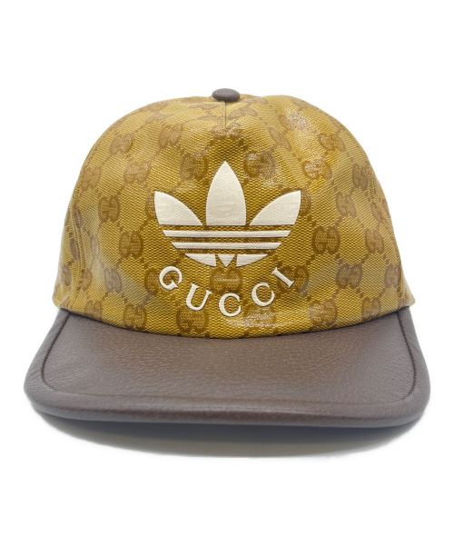 GUCCI（グッチ）GUCCI (グッチ) adidas (アディダス) キャップ ブラウン サイズ:L 59cmの古着・服飾アイテム