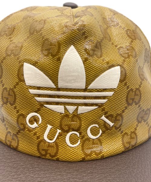 GUCCI（グッチ）GUCCI (グッチ) adidas (アディダス) キャップ ブラウン サイズ:L 59cmの古着・服飾アイテム