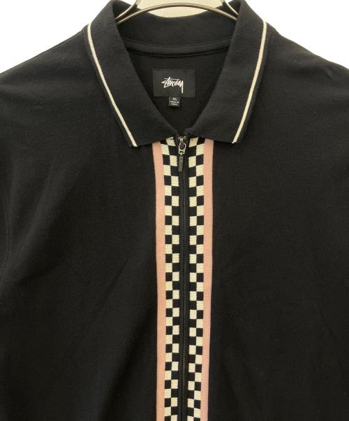 stussy（ステューシー）stussy (ステューシー) ジップポロシャツ ブラック×ピンク サイズ:XLの古着・服飾アイテム