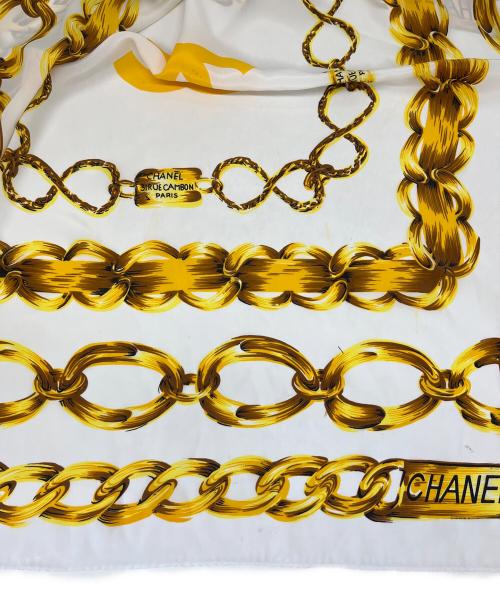 CHANEL（シャネル）CHANEL (シャネル) CHANEL　シルクスカーフ ゴールド×ホワイトの古着・服飾アイテム