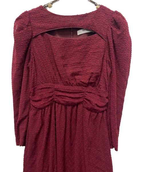 HER LIP TO（ハーリップトゥ）HER LIP TO (ハーリップトゥ) ジャガードドレス バーガンディー サイズ:Sの古着・服飾アイテム