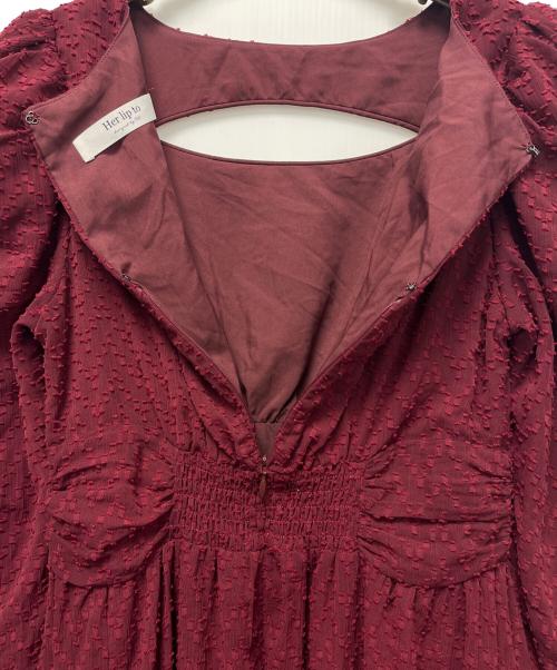 HER LIP TO（ハーリップトゥ）HER LIP TO (ハーリップトゥ) ジャガードドレス バーガンディー サイズ:Sの古着・服飾アイテム
