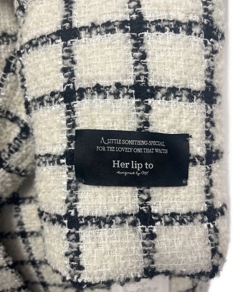 HER LIP TO（ハーリップトゥ）Her lip to (ハーリップトゥ) ベルテッドダウンコート ホワイト×ブラック サイズ:Mの古着・服飾アイテム