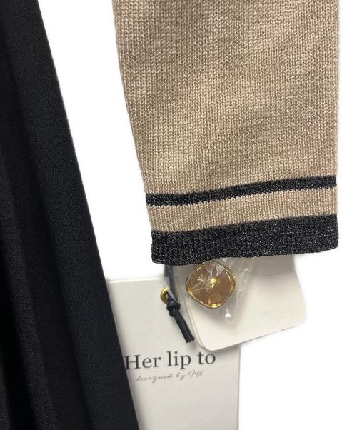 HER LIP TO（ハーリップトゥ）Her lip to (ハーリップトゥ) ニットロングドレス ベージュ×ブラック サイズ:Sの古着・服飾アイテム