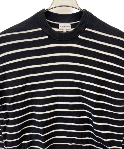 Calvin Klein（カルバンクライン）Calvin Klein (カルバンクライン) ボーダーニット ブラック サイズ:XLの古着・服飾アイテム