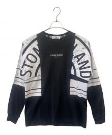 STONE ISLAND（ストーンアイランド）の古着「STONE ISLAND　プリントカットソー」｜ブラック×ホワイト