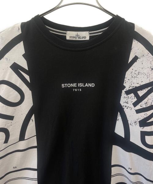 STONE ISLAND（ストーンアイランド）STONE ISLAND (ストーンアイランド) STONE ISLAND　プリントカットソー ブラック×ホワイト サイズ:Mの古着・服飾アイテム