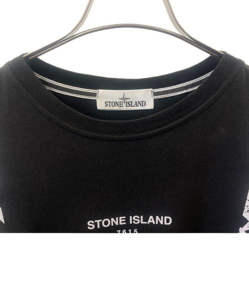 STONE ISLAND（ストーンアイランド）STONE ISLAND (ストーンアイランド) STONE ISLAND　プリントカットソー ブラック×ホワイト サイズ:Mの古着・服飾アイテム
