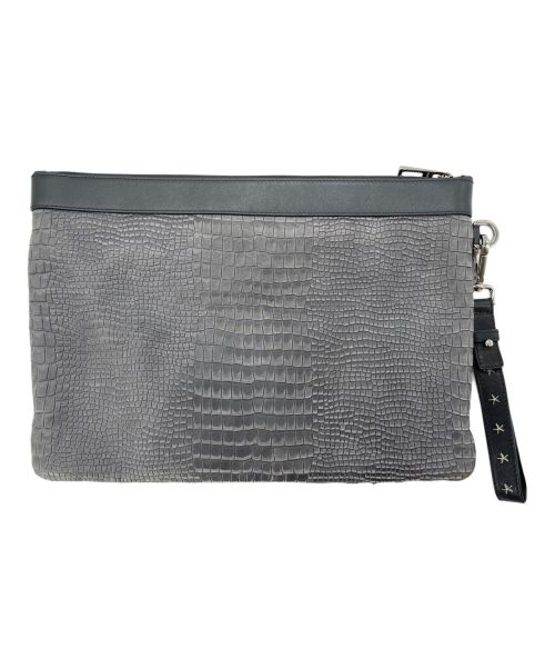 JIMMY CHOO（ジミーチュウ）JIMMY CHOO (ジミーチュウ) 型押しクラッチバッグ ブラックの古着・服飾アイテム