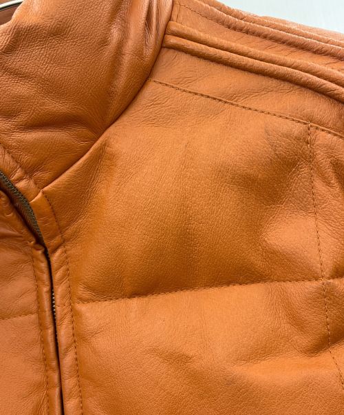 BOSS（ボス）BOSS (ボス) レザーダウンジャケット ブラウン サイズ:Lの古着・服飾アイテム