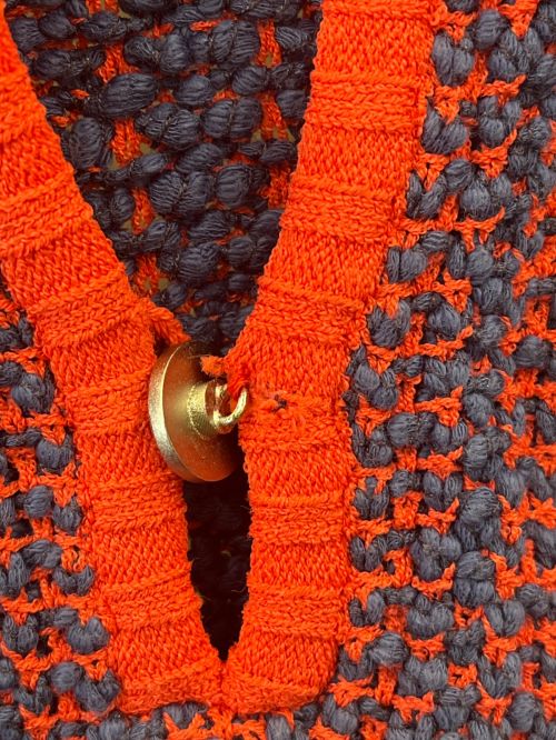 CHANEL（シャネル）CHANEL (シャネル) 七分丈ニット レッド×ネイビー サイズ:36の古着・服飾アイテム