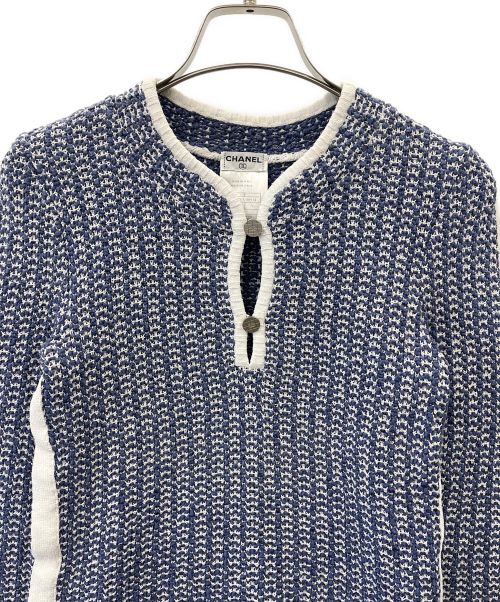 CHANEL（シャネル）CHANEL (シャネル) 7分丈ニット ネイビー×ホワイト サイズ:36の古着・服飾アイテム
