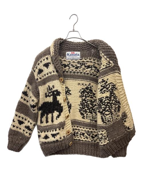 KANATA（カナタ）KANATA (カナタ) KANATA　カウチンニットカーディガン ベージュ サイズ:不明の古着・服飾アイテム