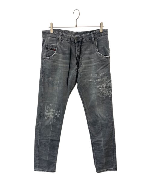 DIESEL（ディーゼル）DIESEL (ディーゼル) ダメージ加工デニムパンツ ブラック サイズ:W32 L32の古着・服飾アイテム