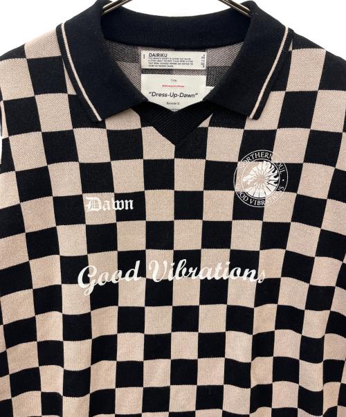 DAIRIKU（ダイリク）DAIRIKU (ダイリク) ニットポロシャツ ブラック×ベージュ サイズ:Lの古着・服飾アイテム