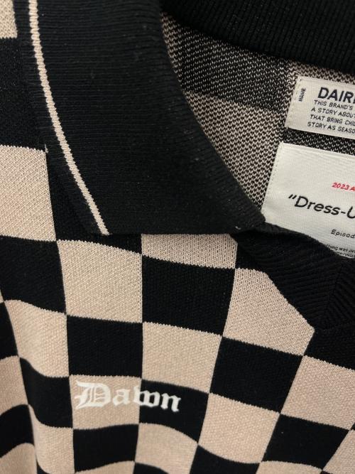 DAIRIKU（ダイリク）DAIRIKU (ダイリク) ニットポロシャツ ブラック×ベージュ サイズ:Lの古着・服飾アイテム