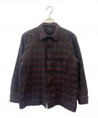 COMOLIコモリ）の古着「ウールチェックオープンカラーシャツ」｜ブラウン