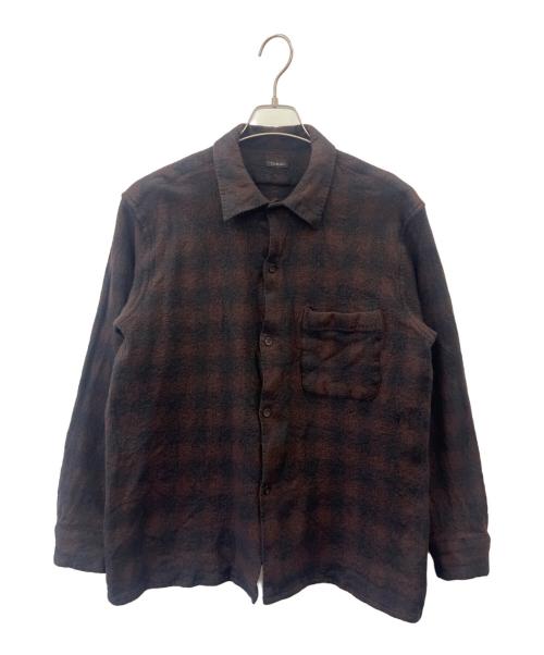 COMOLI（コモリ）COMOLI (コモリ) ウールチェックオープンカラーシャツ ブラウン サイズ:3の古着・服飾アイテム