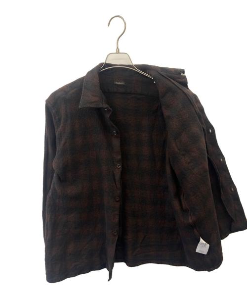 COMOLI（コモリ）COMOLI (コモリ) ウールチェックオープンカラーシャツ ブラウン サイズ:3の古着・服飾アイテム