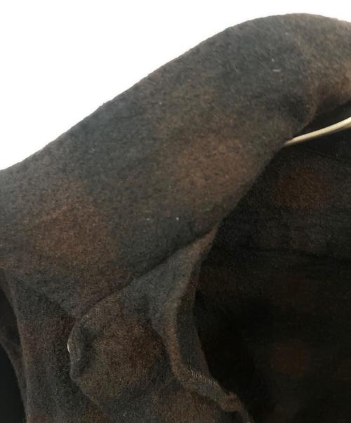 COMOLI（コモリ）COMOLI (コモリ) ウールチェックオープンカラーシャツ ブラウン サイズ:3の古着・服飾アイテム