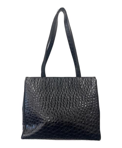 Salvatore Ferragamo（サルヴァトーレ フェラガモ）Salvatore Ferragamo (サルヴァトーレ フェラガモ) Salvatore Ferragamo　型押しトートバッグ ブラックの古着・服飾アイテム