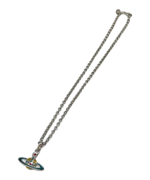 Vivienne Westwood（ヴィヴィアンウエストウッド）Vivienne Westwood (ヴィヴィアンウエストウッド) オーブプレートネックレス マルチカラーラインストーン シルバーの古着・服飾アイテム