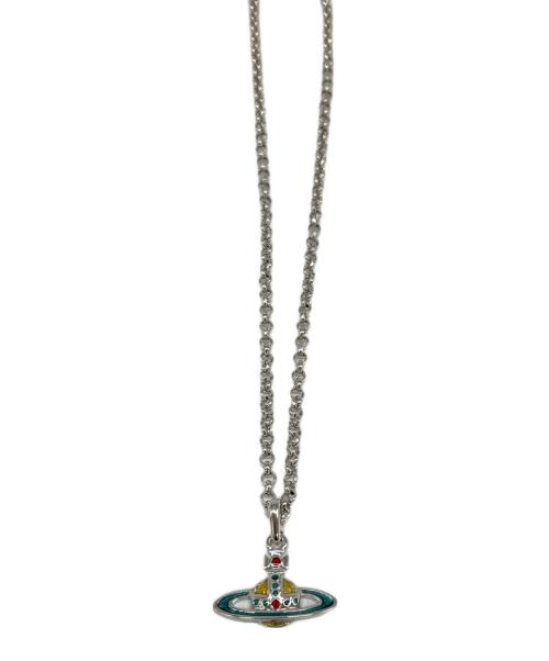 Vivienne Westwood（ヴィヴィアンウエストウッド）Vivienne Westwood (ヴィヴィアンウエストウッド) オーブプレートネックレス マルチカラーラインストーン シルバーの古着・服飾アイテム