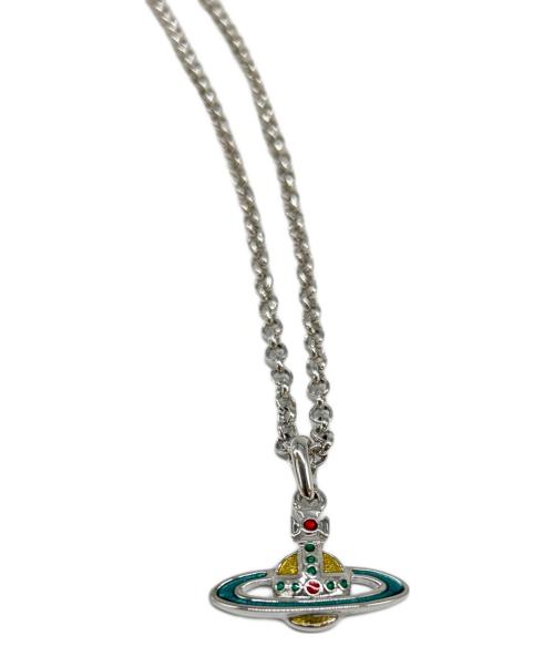 Vivienne Westwood（ヴィヴィアンウエストウッド）Vivienne Westwood (ヴィヴィアンウエストウッド) オーブプレートネックレス マルチカラーラインストーン シルバーの古着・服飾アイテム