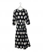 Kate Spadeケイトスペード）の古着「総柄ワンピース」｜ブラック×ホワイト
