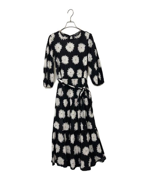 Kate Spade（ケイトスペード）Kate Spade (ケイトスペード) 総柄ワンピース ブラック×ホワイト サイズ:sの古着・服飾アイテム