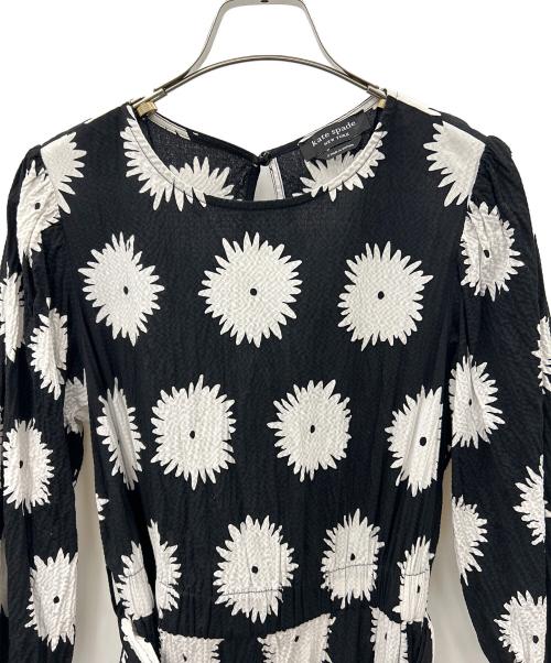 Kate Spade（ケイトスペード）Kate Spade (ケイトスペード) 総柄ワンピース ブラック×ホワイト サイズ:sの古着・服飾アイテム