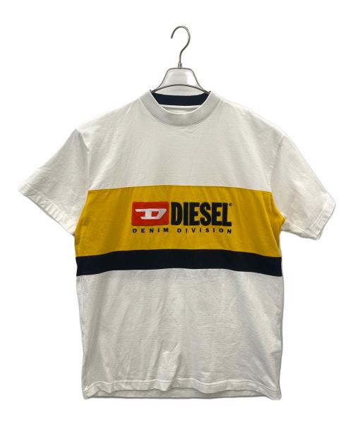 DIESEL（ディーゼル）DIESEL (ディーゼル) DIESEL　T-STREAP-DIVISION　カットソー ホワイト×イエロー サイズ:Sの古着・服飾アイテム