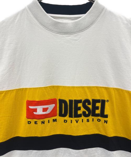 DIESEL（ディーゼル）DIESEL (ディーゼル) DIESEL　T-STREAP-DIVISION　カットソー ホワイト×イエロー サイズ:Sの古着・服飾アイテム
