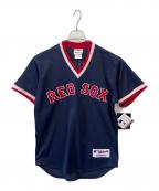 Majesticマジェスティック）の古着「ベースボールシャツ」｜ネイビー×レッド