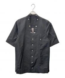 RICK OWENS（リックオウエンス）の古着「スナップボタン半袖シャツ」｜ブラック