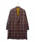 GUCCIグッチ）の古着「チェック柄チェスターコート」｜レッド×グリーン