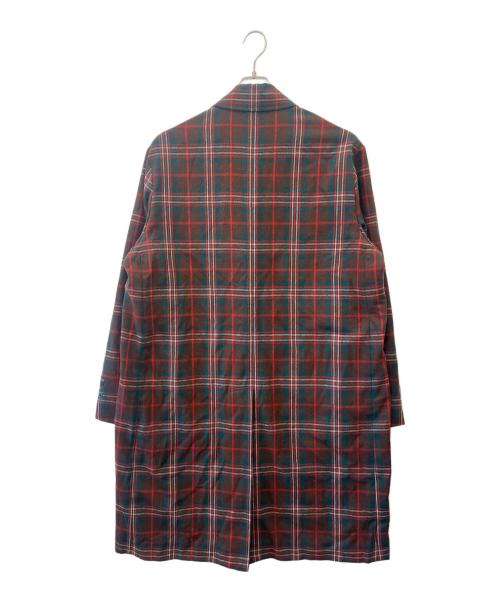 GUCCI（グッチ）GUCCI (グッチ) チェック柄チェスターコート レッド×グリーン サイズ:SIZE 50の古着・服飾アイテム
