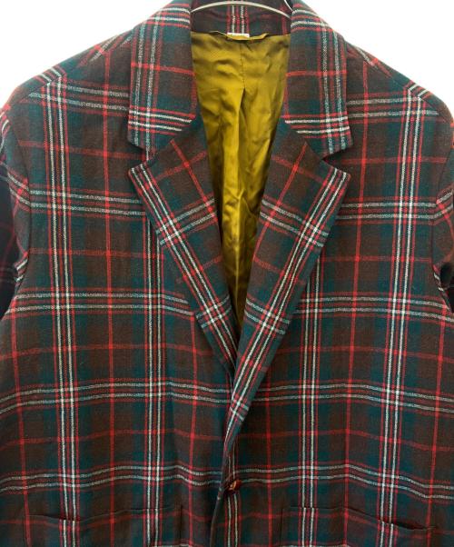 GUCCI（グッチ）GUCCI (グッチ) チェック柄チェスターコート レッド×グリーン サイズ:SIZE 50の古着・服飾アイテム