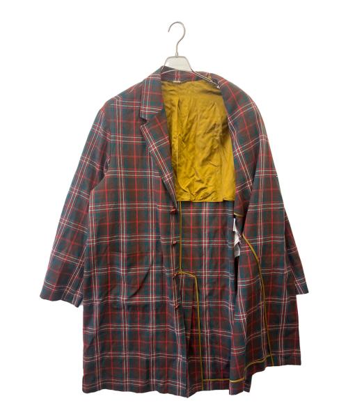 GUCCI（グッチ）GUCCI (グッチ) チェック柄チェスターコート レッド×グリーン サイズ:SIZE 50の古着・服飾アイテム