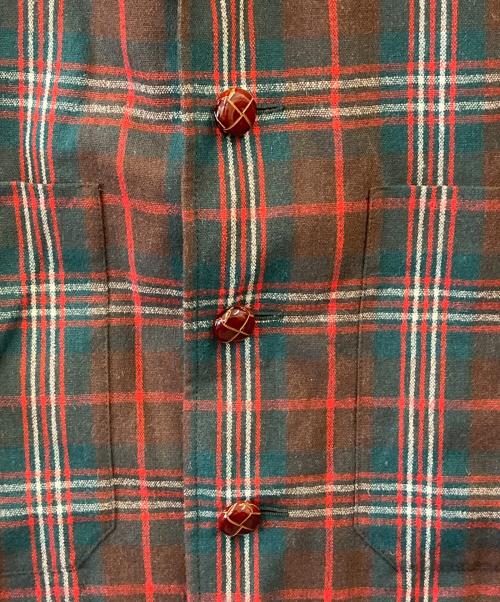 GUCCI（グッチ）GUCCI (グッチ) チェック柄チェスターコート レッド×グリーン サイズ:SIZE 50の古着・服飾アイテム