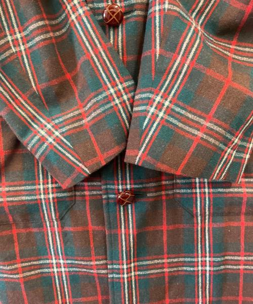 GUCCI（グッチ）GUCCI (グッチ) チェック柄チェスターコート レッド×グリーン サイズ:SIZE 50の古着・服飾アイテム