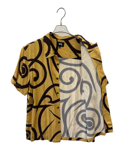 stussy（ステューシー）stussy (ステューシー) 半袖シャツ イエロー×ブラウン サイズ:Lの古着・服飾アイテム